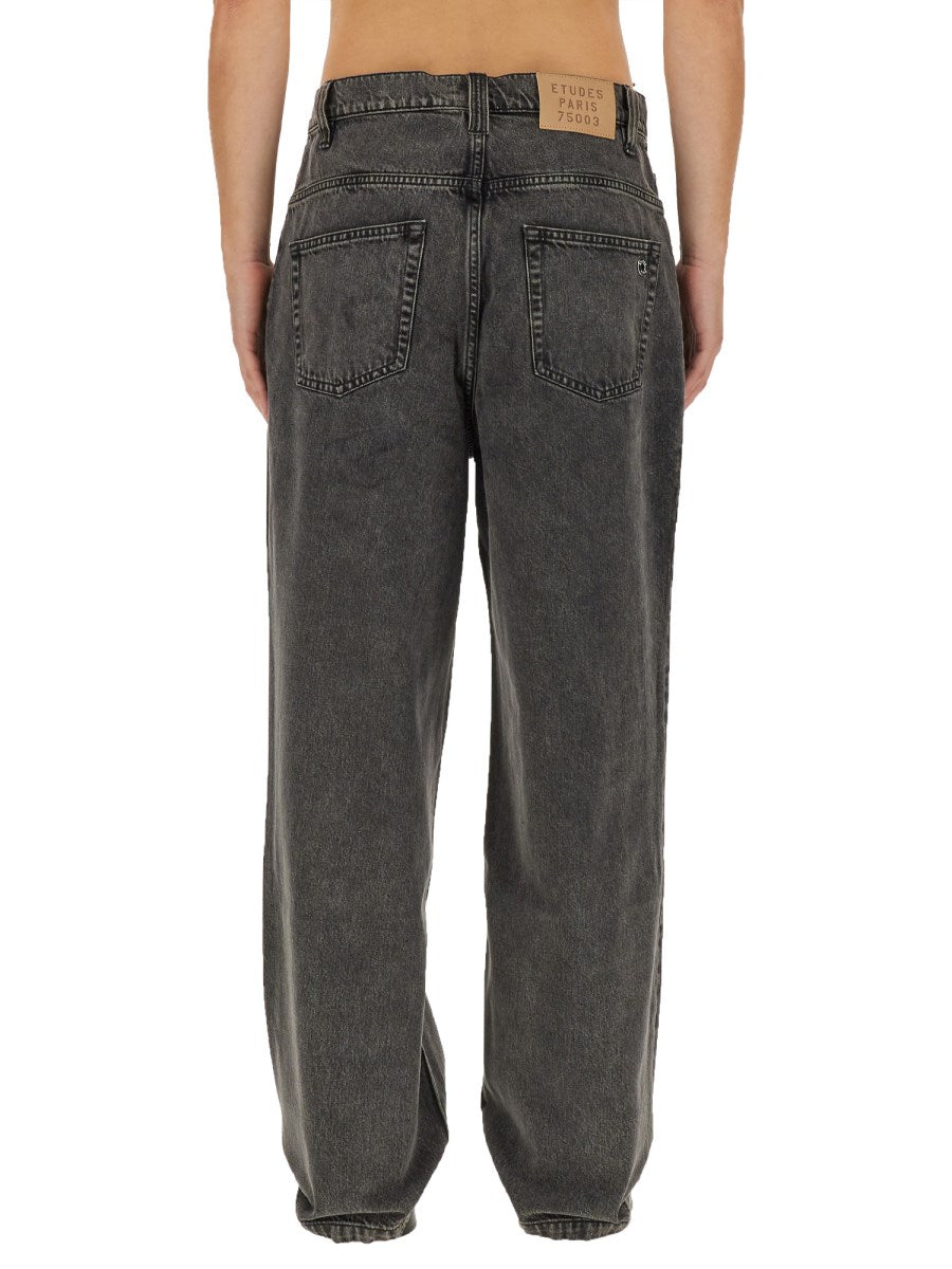 Wide Leg Jeans in Washed Black