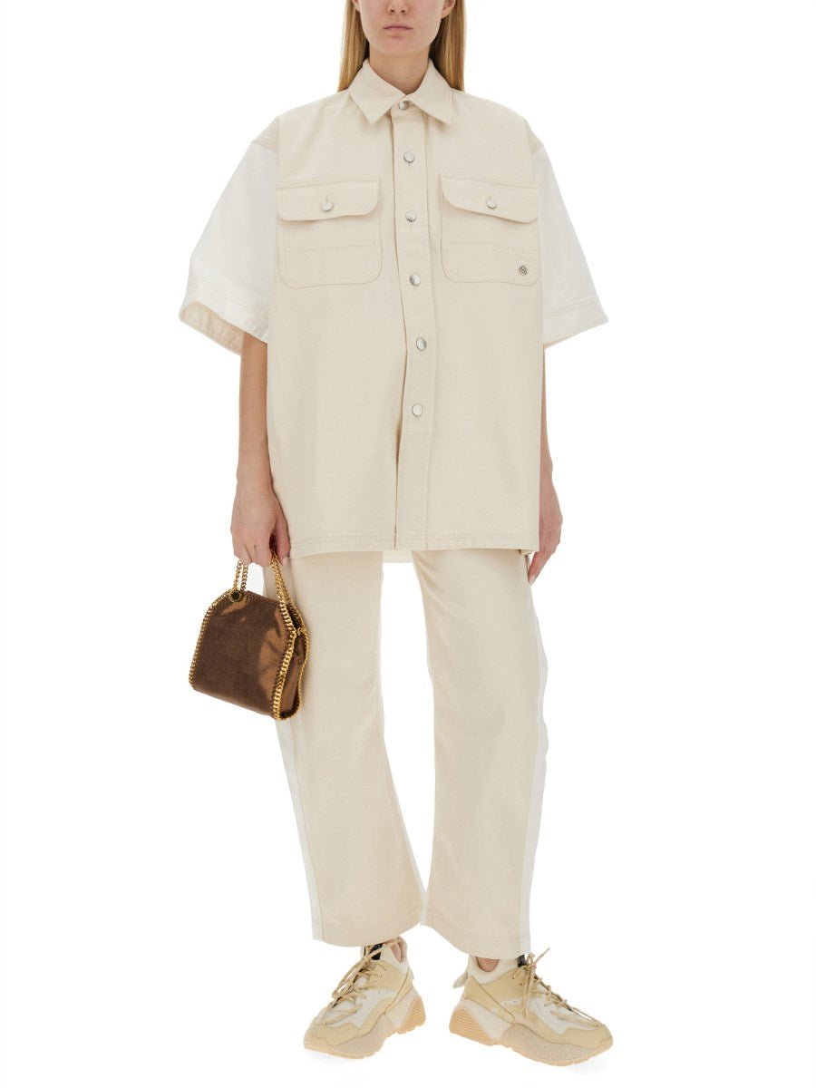 Short-Sleeve Denim Shirt in Ivory
