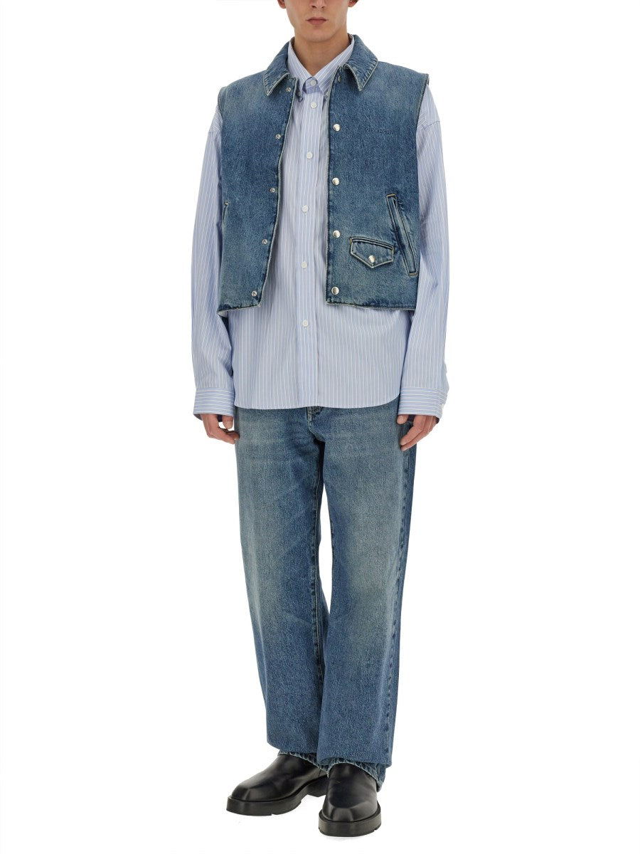 Denim Vest in Mid Blue