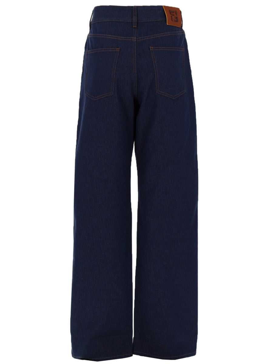 Fendi Wide-Leg Denim Jeans, view 2