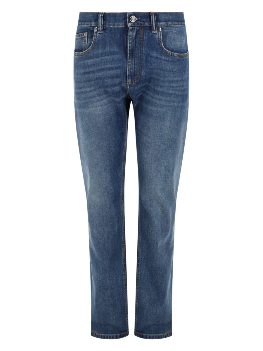 Slim Straight Jeans in Mid Blue