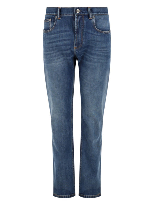 Slim Straight Jeans in Mid Blue