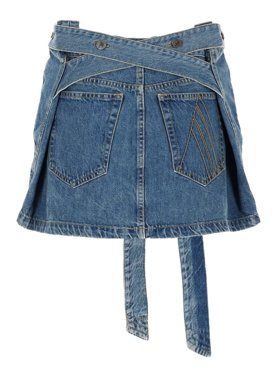 The Attico Denim Skirt With Belt, view 2