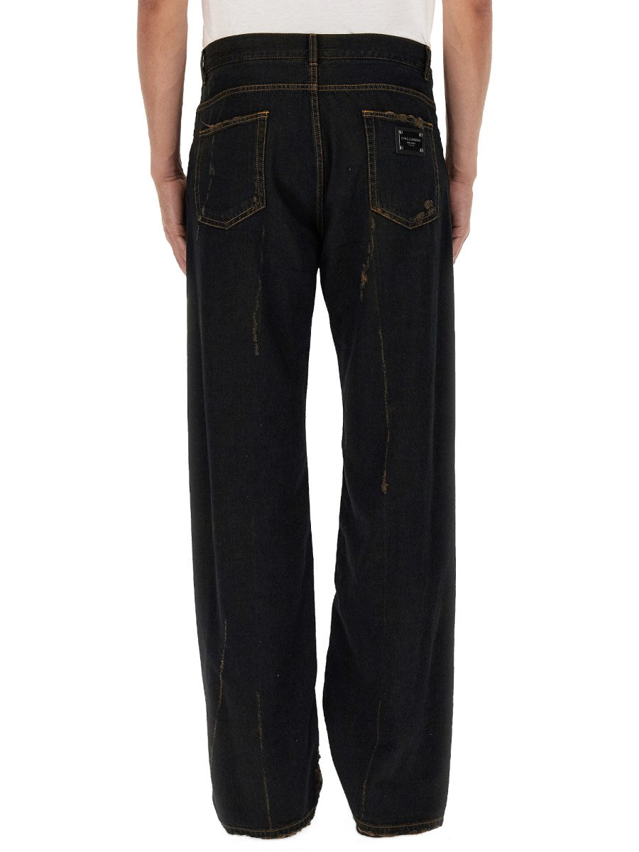 Overdyed Wide Jeans in Black