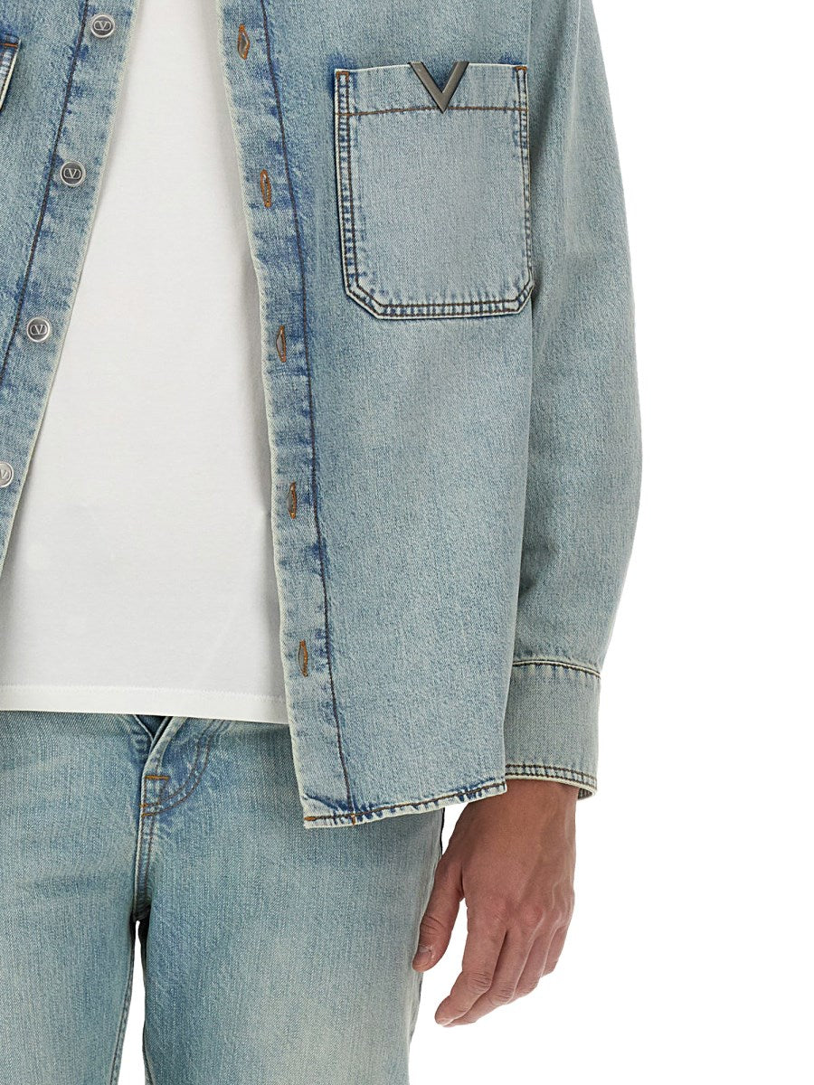 Western Snap Shirt in Washed Blue
