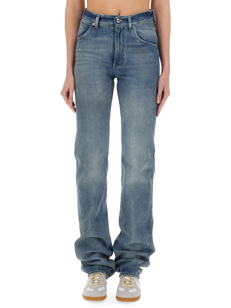 Long Straight Jeans in Vintage Blue