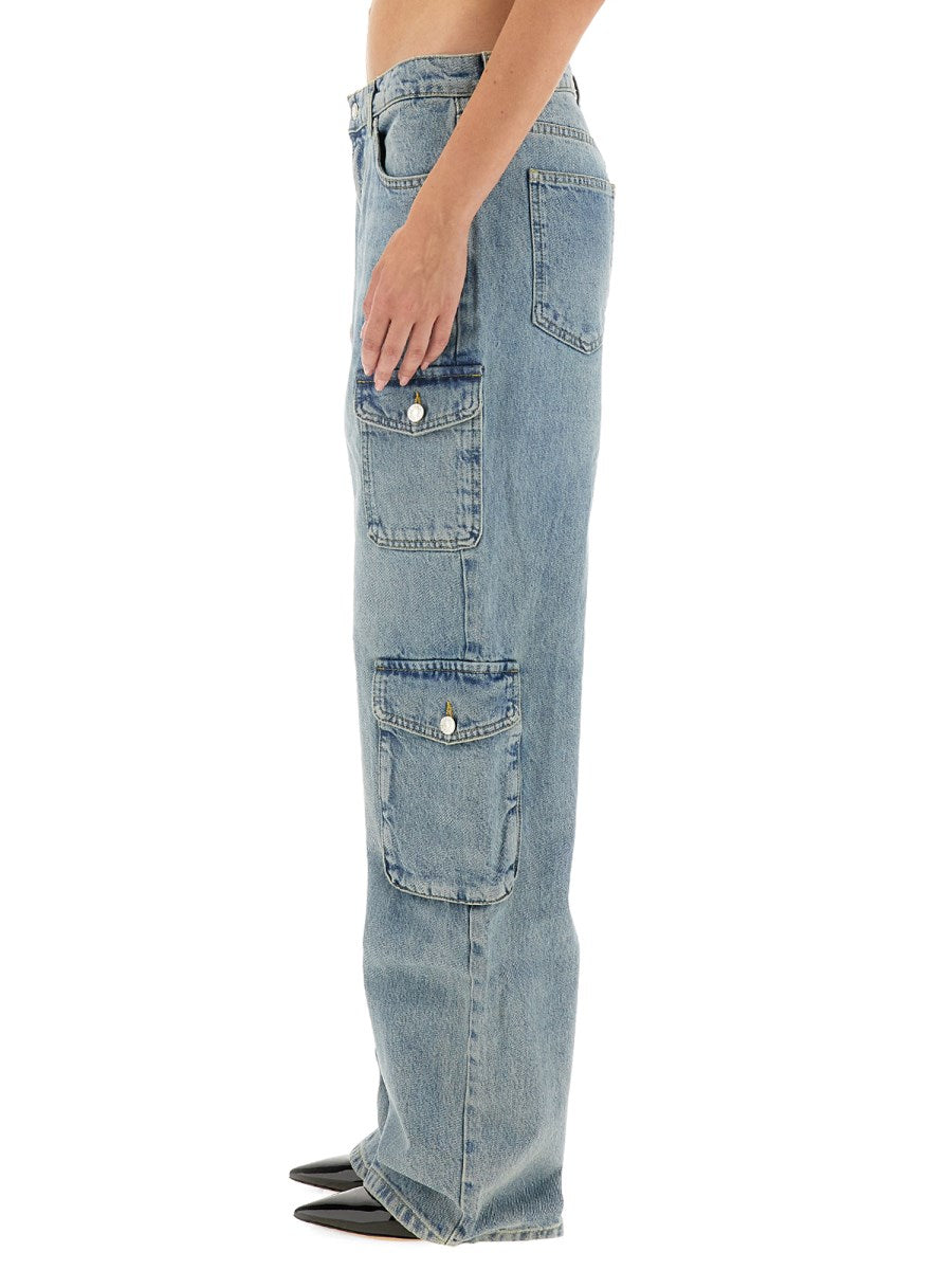 Wide Cargo Jeans in Light Blue