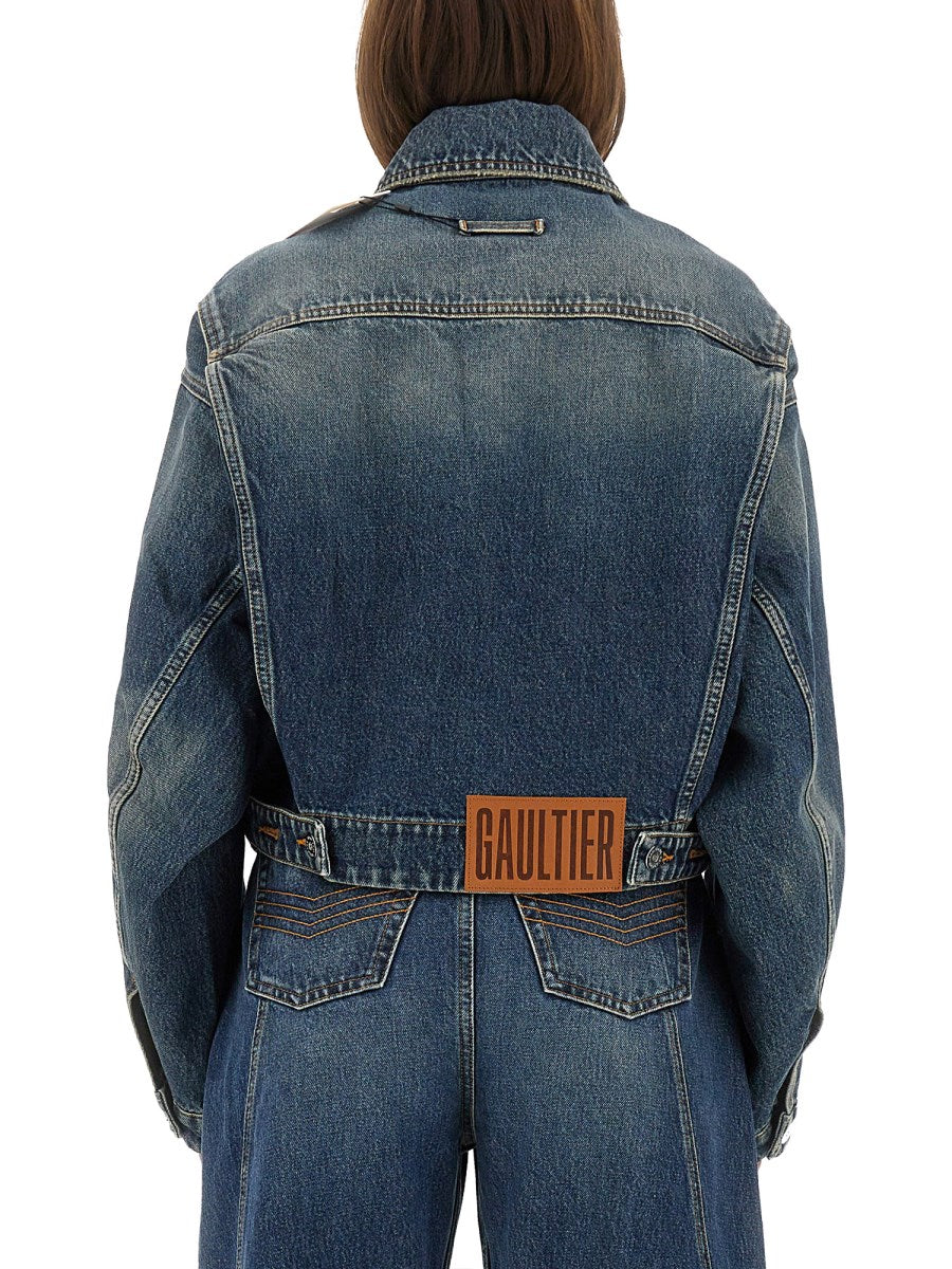 Oversized Denim Jacket with Waistband Hem