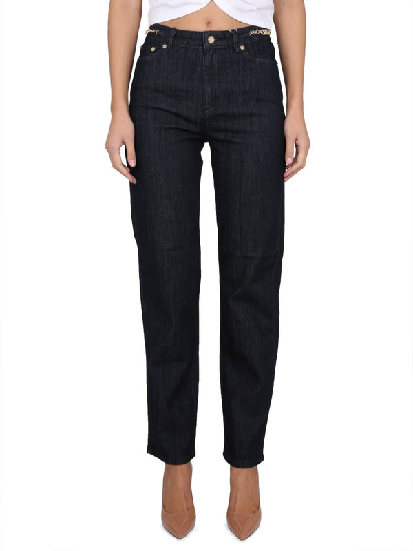 High-Waisted Straight Jeans in Dark Rinse