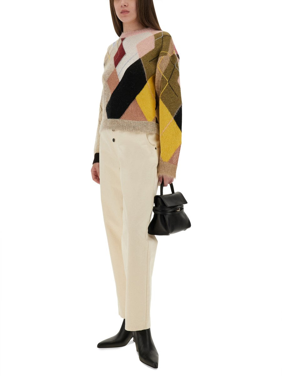 Straight Jeans with Button Fly in Cream