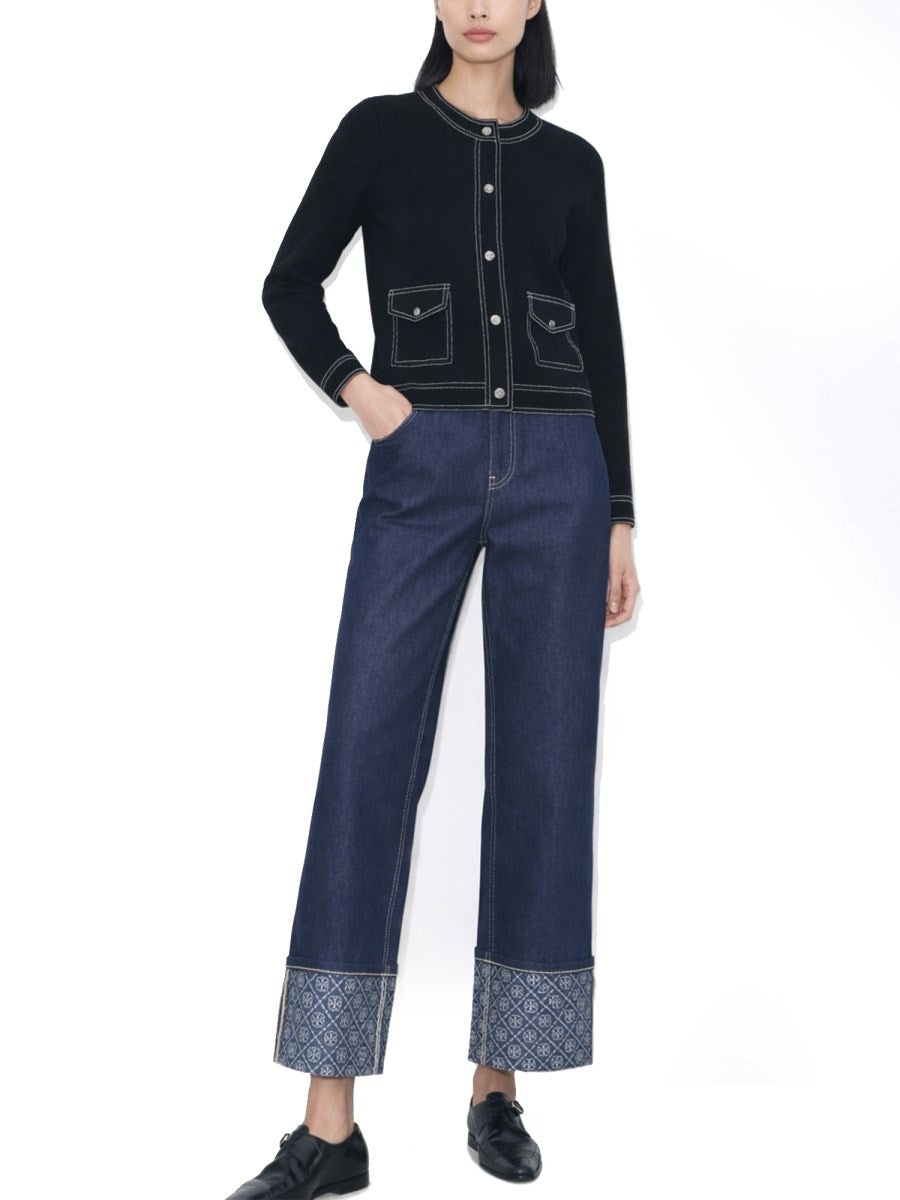 Jeans with Printed Turn-Ups