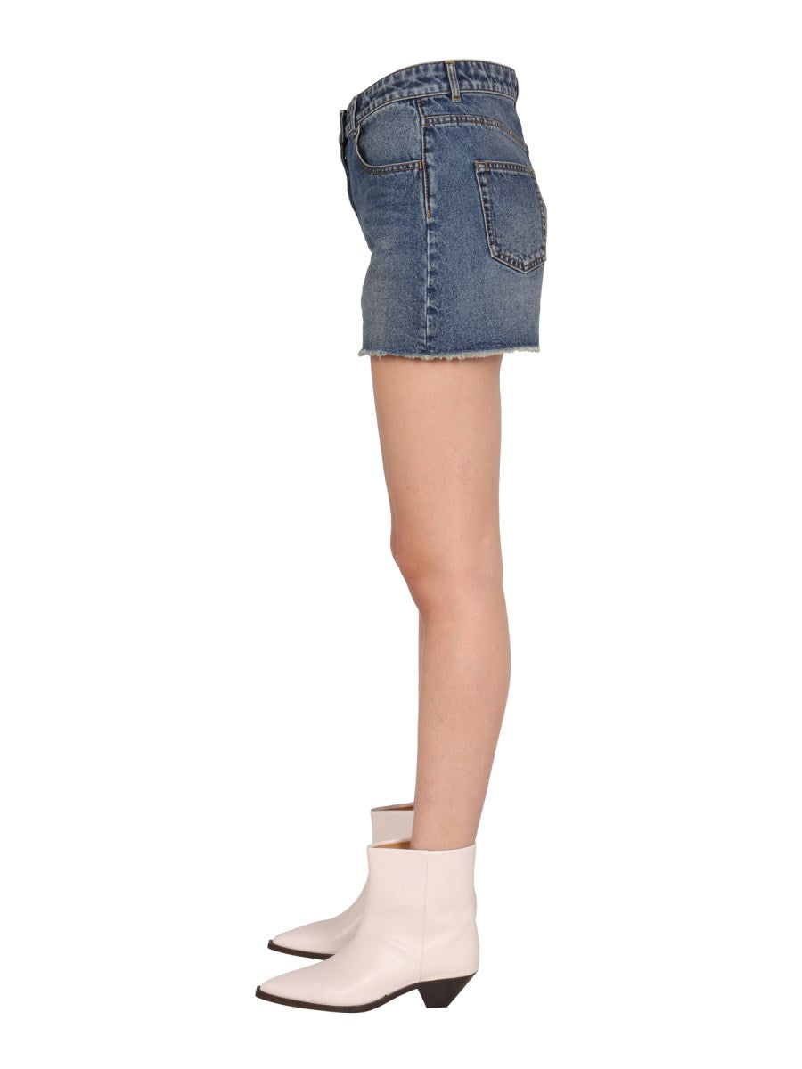 Raw-Hem Denim Shorts