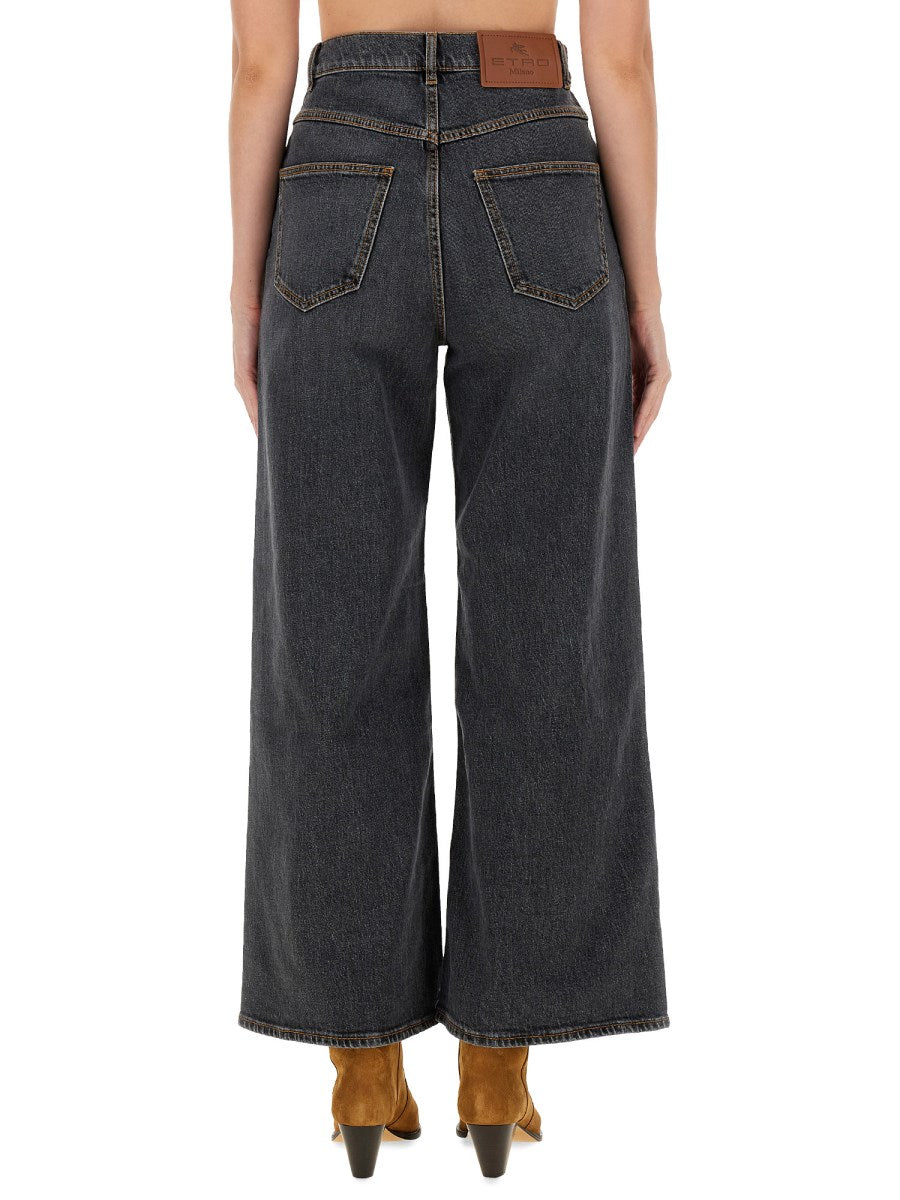 Baggy Jacquard Jeans in Charcoal