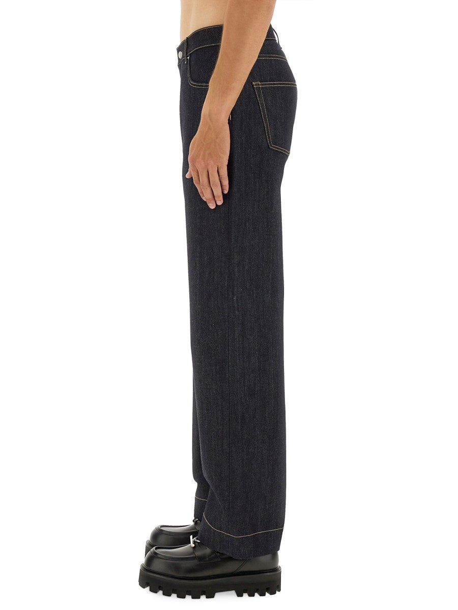Wide Jeans with Contrast Stitching