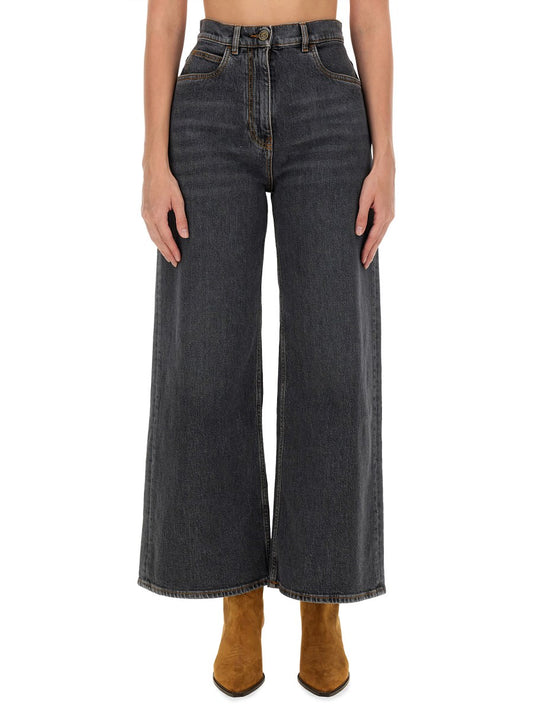 Baggy Jacquard Jeans in Charcoal