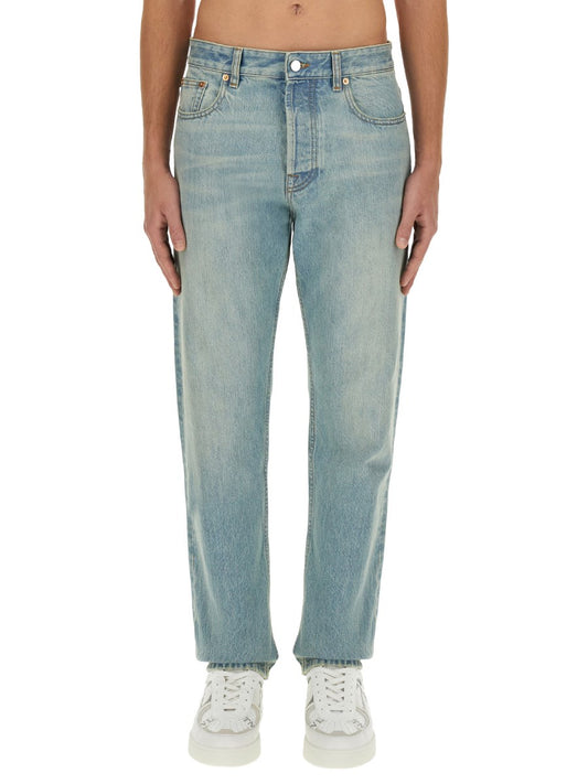 Straight Jeans in Vintage Green-Blue