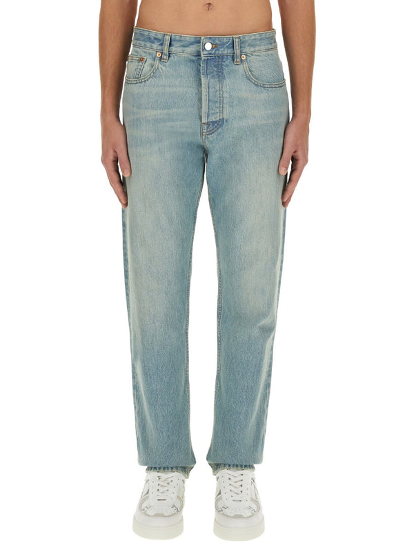 Straight Jeans in Vintage Green-Blue