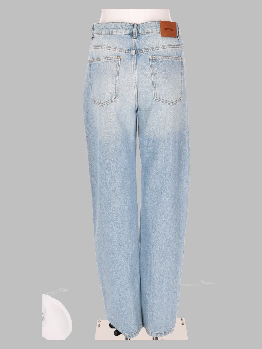 ROTATE Birger Christensen Straight Denim Jeans With Zip, view 2