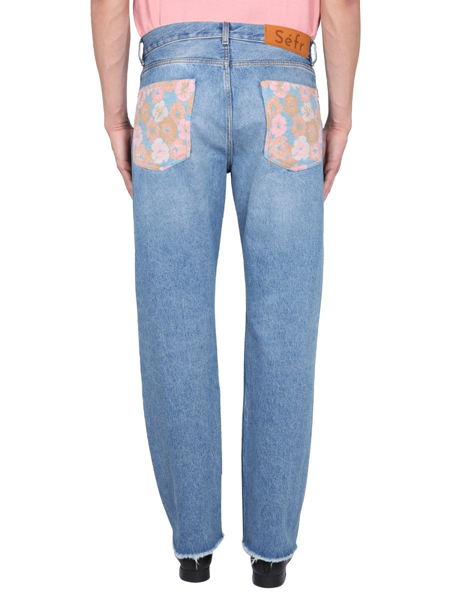 Light Jeans with Flower Patch