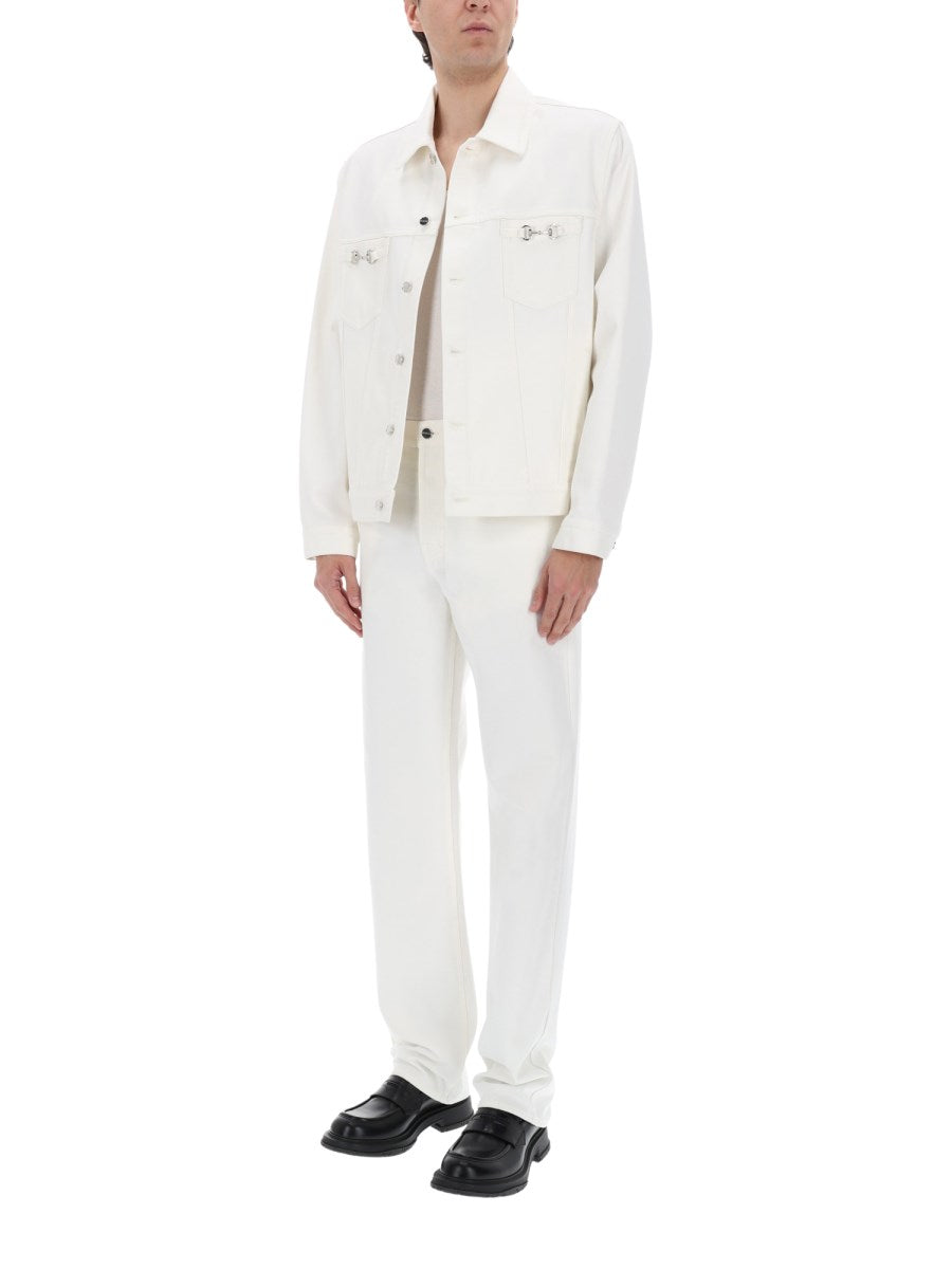 Denim Jacket With Horsebit Detail White