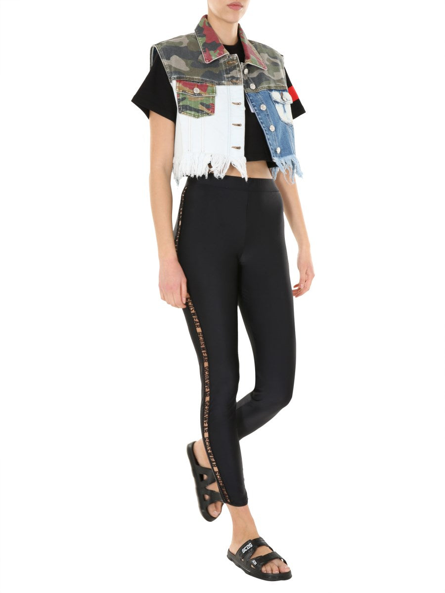 Cropped Patchwork Denim Vest