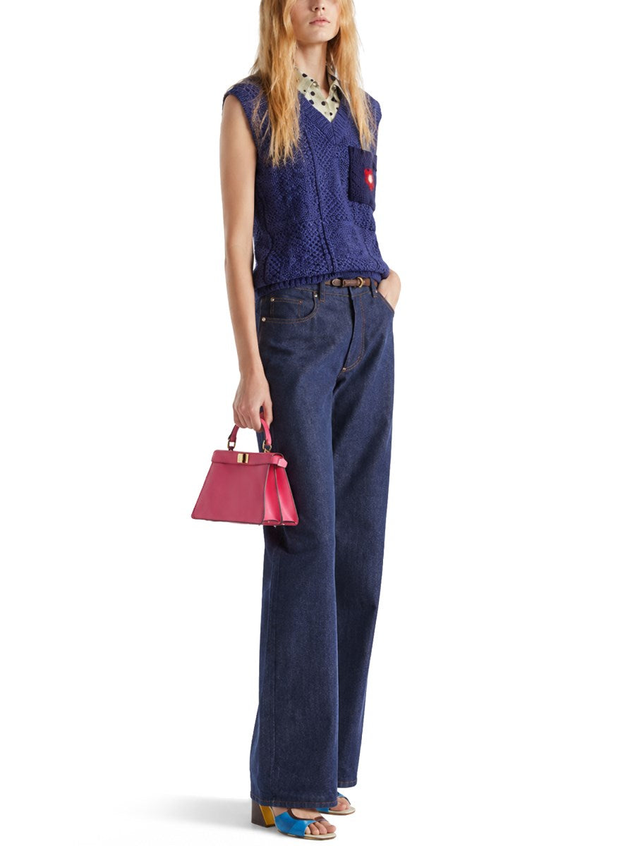 Fendi Wide-Leg Denim Jeans, view 3