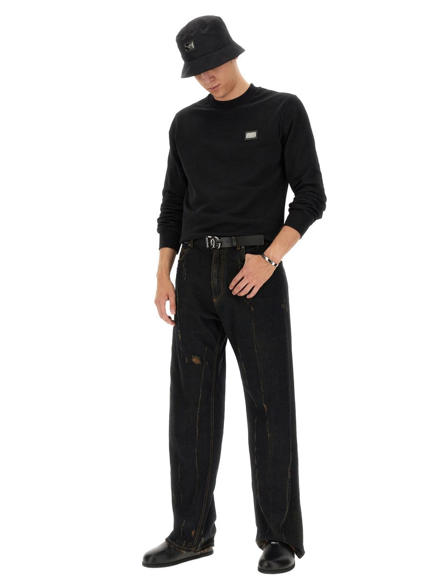 Overdyed Wide Jeans in Black