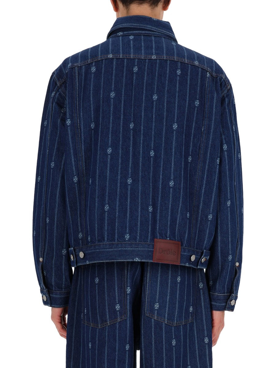 Drôle de Monsieur Denim Monogramme Jacket, view 2