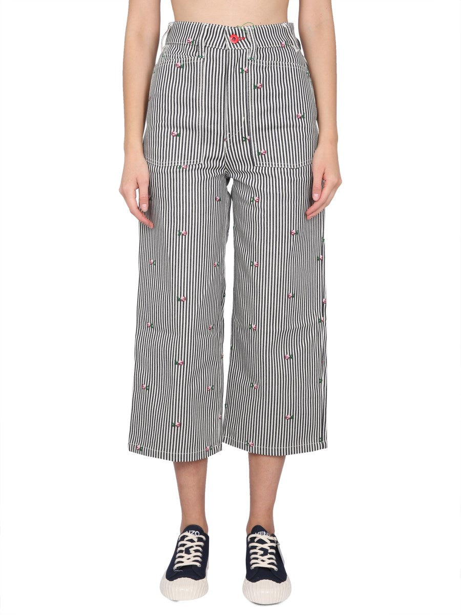 Cropped Striped Jeans