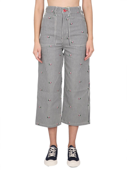 Cropped Striped Jeans