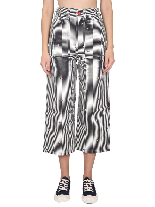 Cropped Striped Jeans