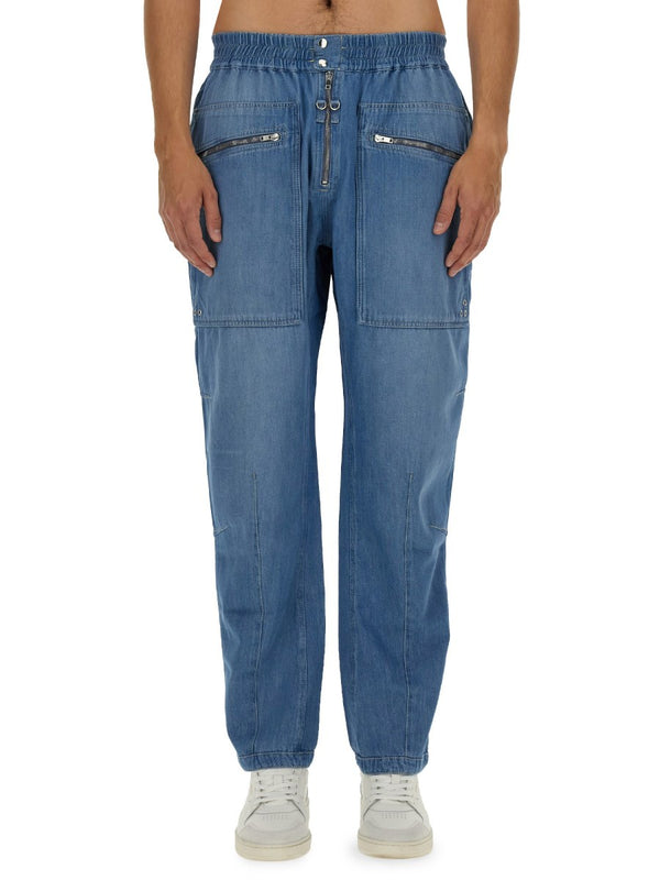 Elastic-Waist Denim Trousers