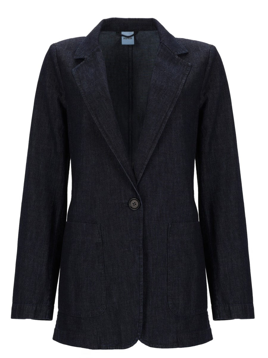 ASPESI Single-Breasted Denim Jacket