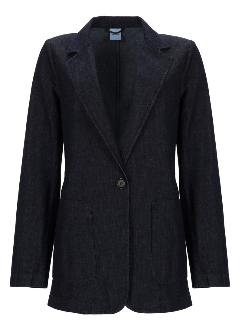 ASPESI Single-Breasted Denim Jacket