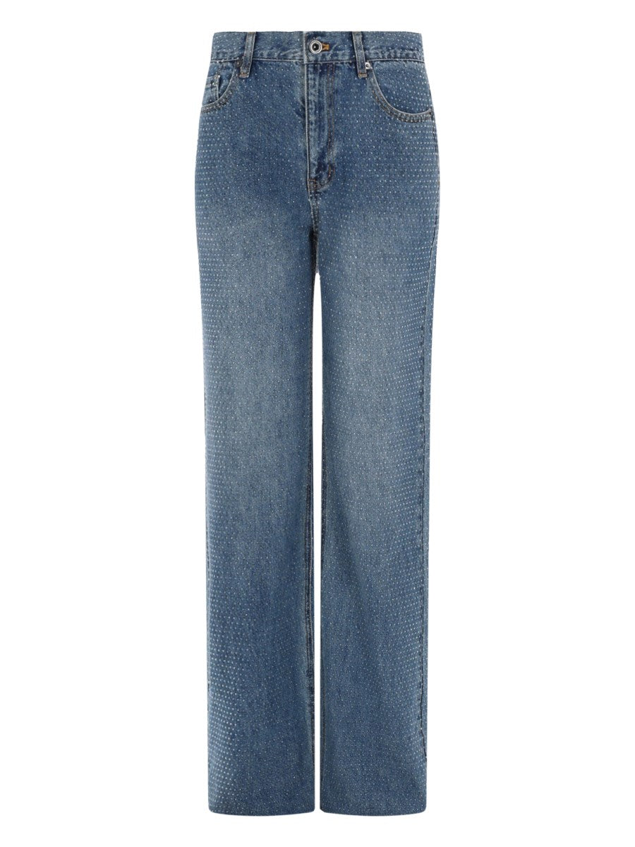 Wide Jeans with Rhinestones