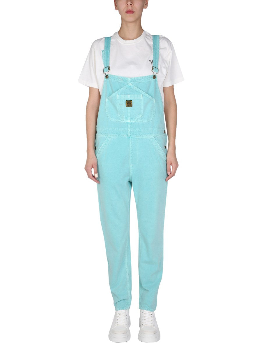 Denim Overalls in Aqua