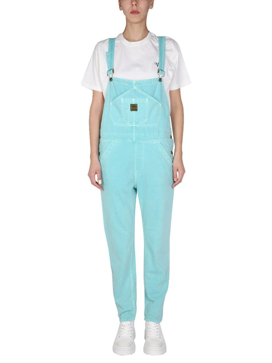 Denim Overalls in Aqua