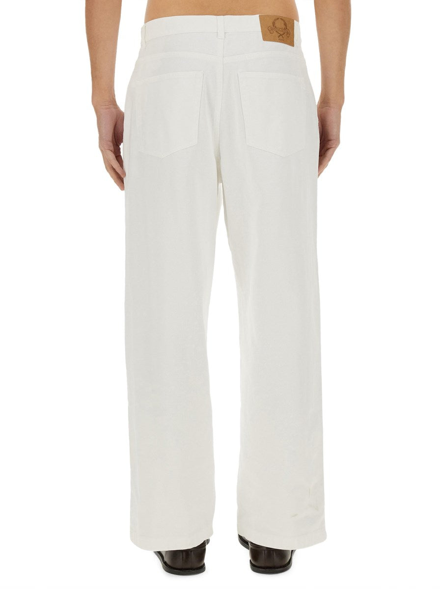 Pleated Wide Jeans in White
