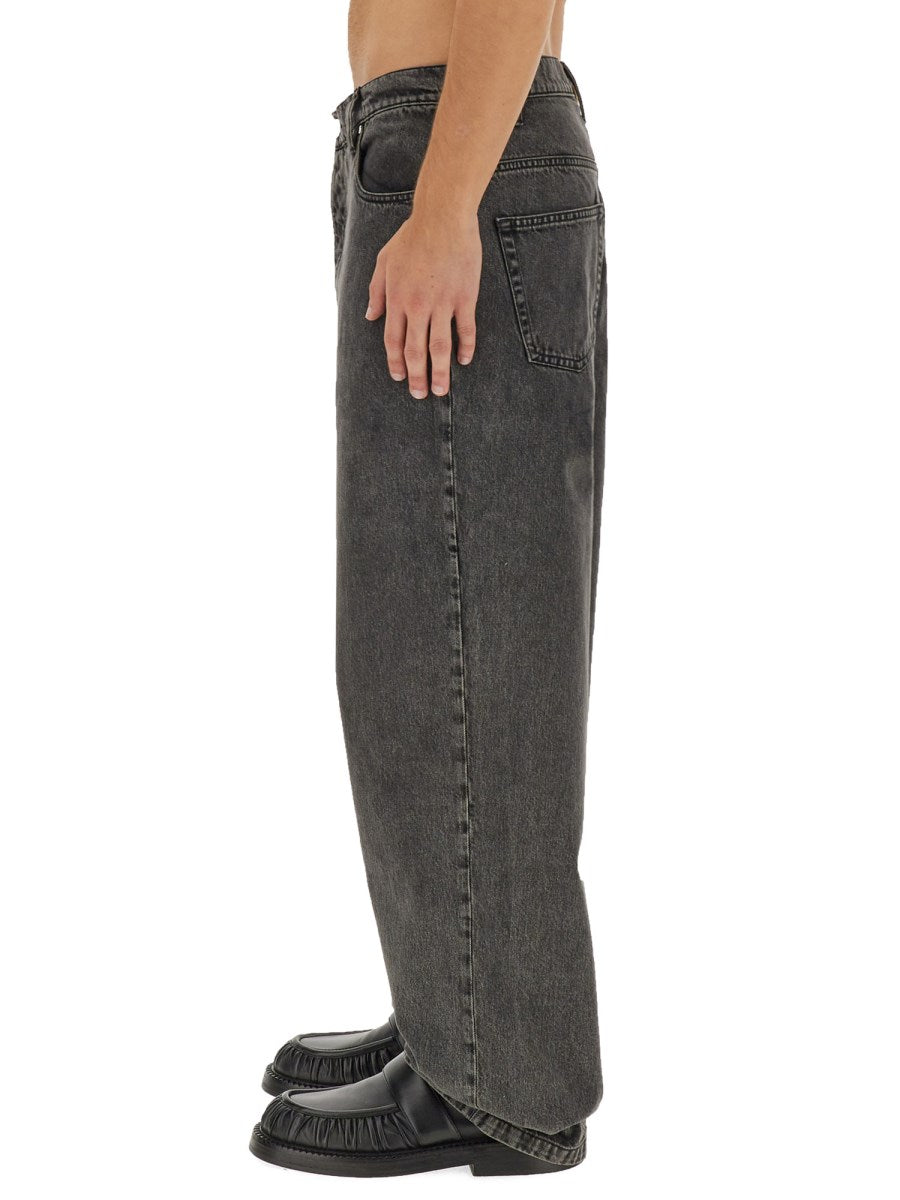 Wide Leg Jeans in Washed Black