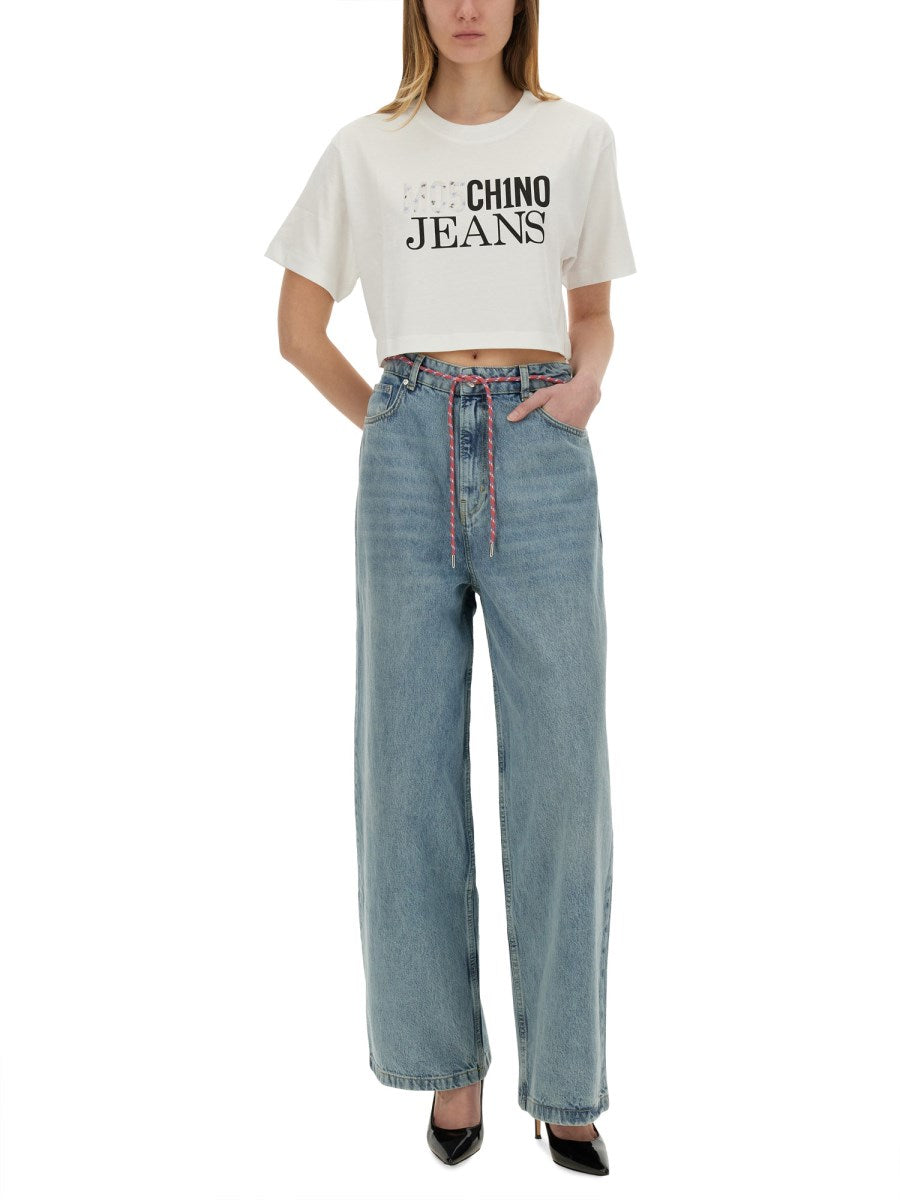 Wide Jeans with Drawstring Belt