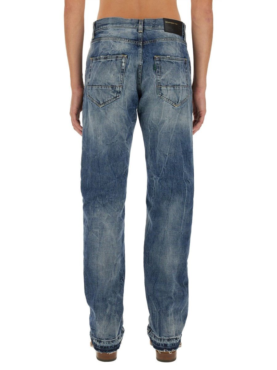 Straight Jeans with Ripped Knee
