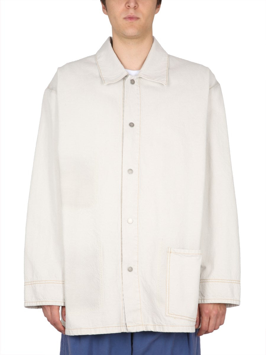 Maison Margiela Oversized Denim Overshirt in White, view 6