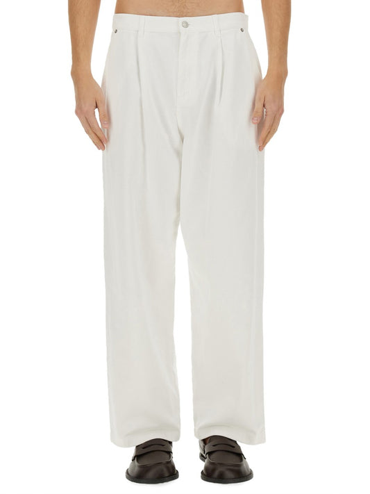 Pleated Wide Jeans in White