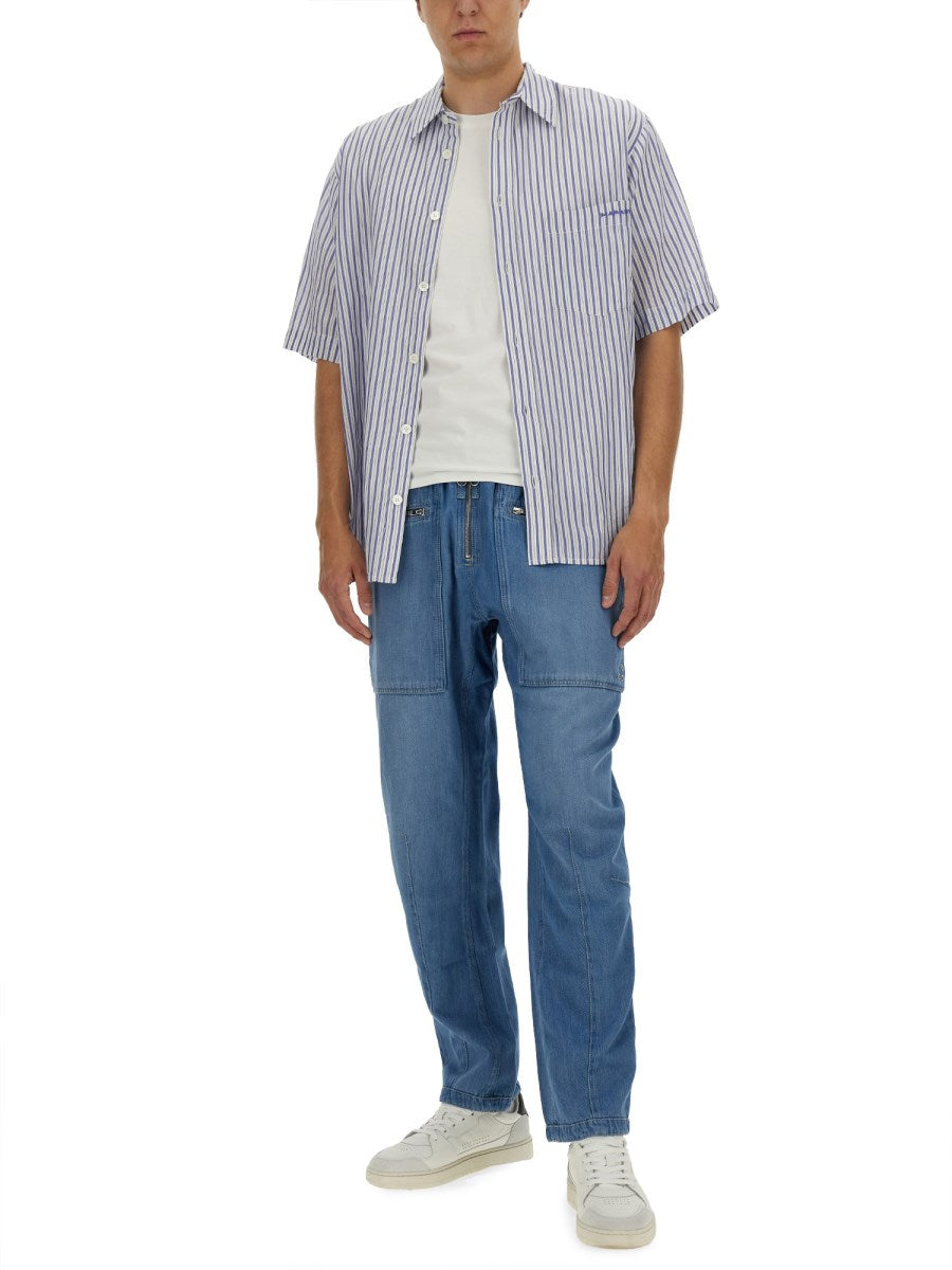 Elastic-Waist Denim Trousers