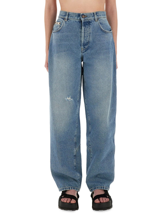 Wide-Leg Jeans in Mid Blue