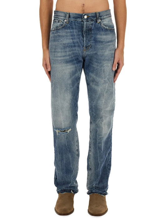 Straight Jeans with Ripped Knee