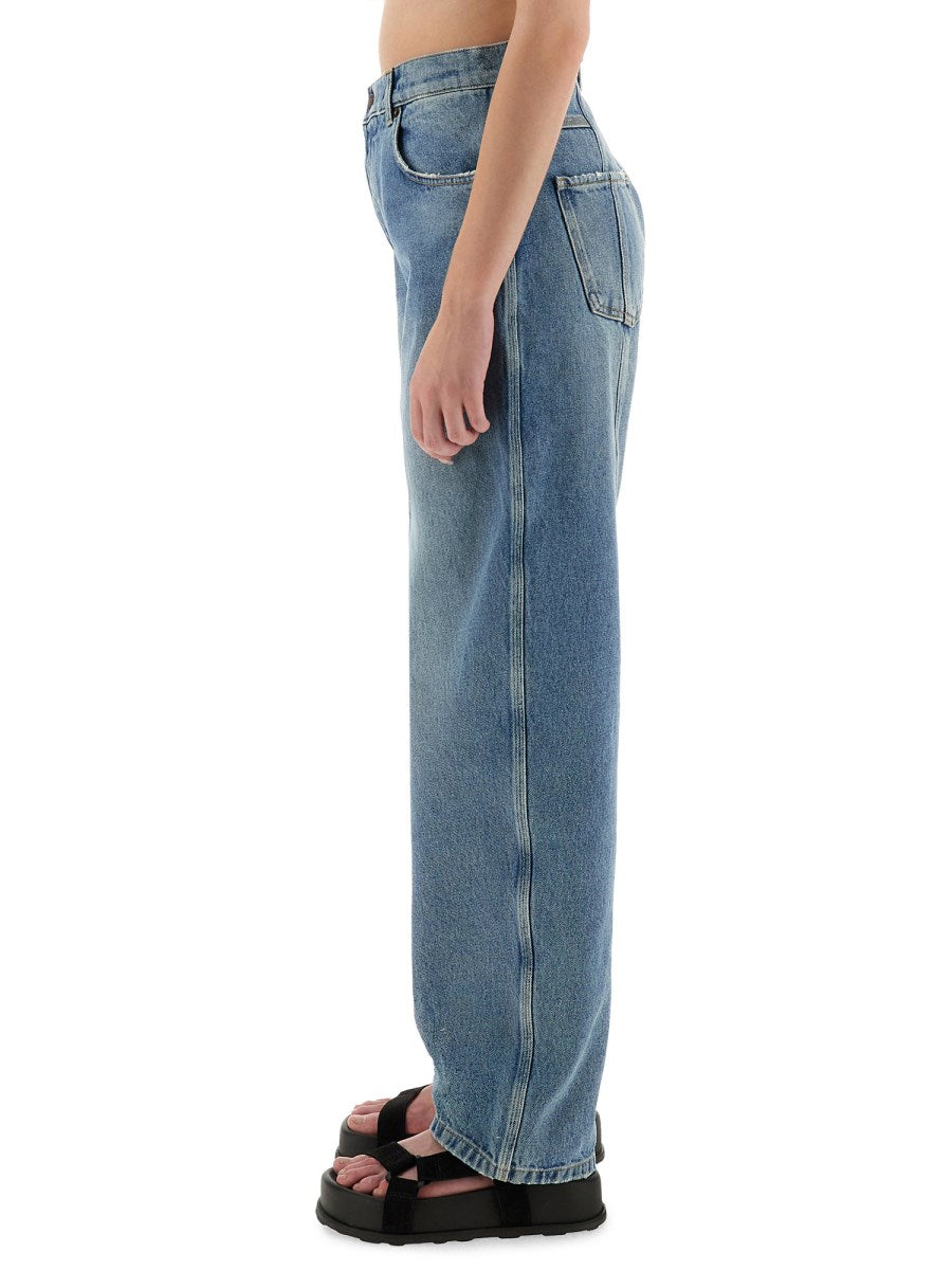 Wide-Leg Jeans in Mid Blue