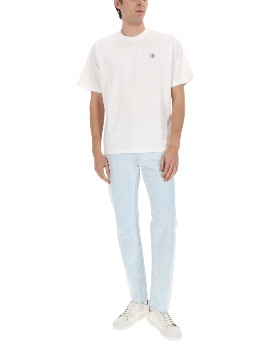 Straight Jeans in Bleached Light Blue