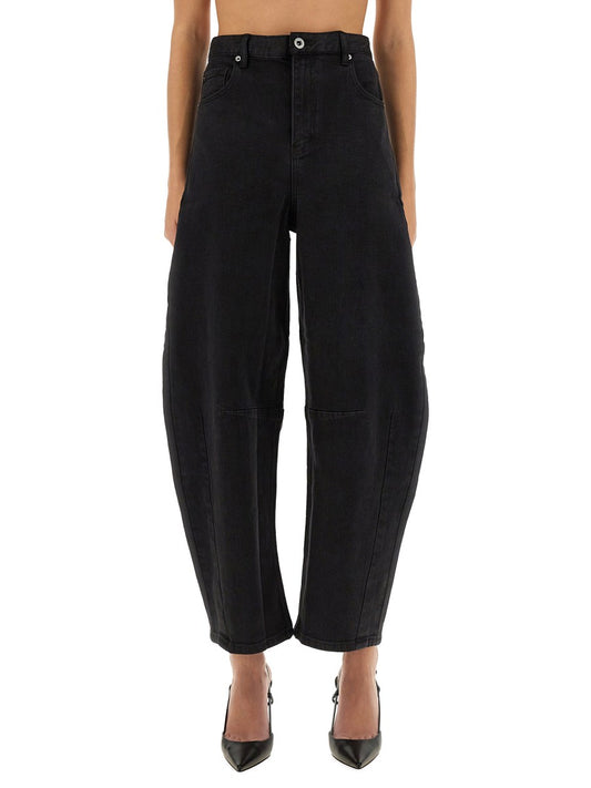 Barrel-Leg Jeans in Black