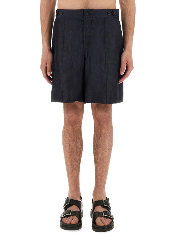 Long Denim Shorts in Dark Rinse